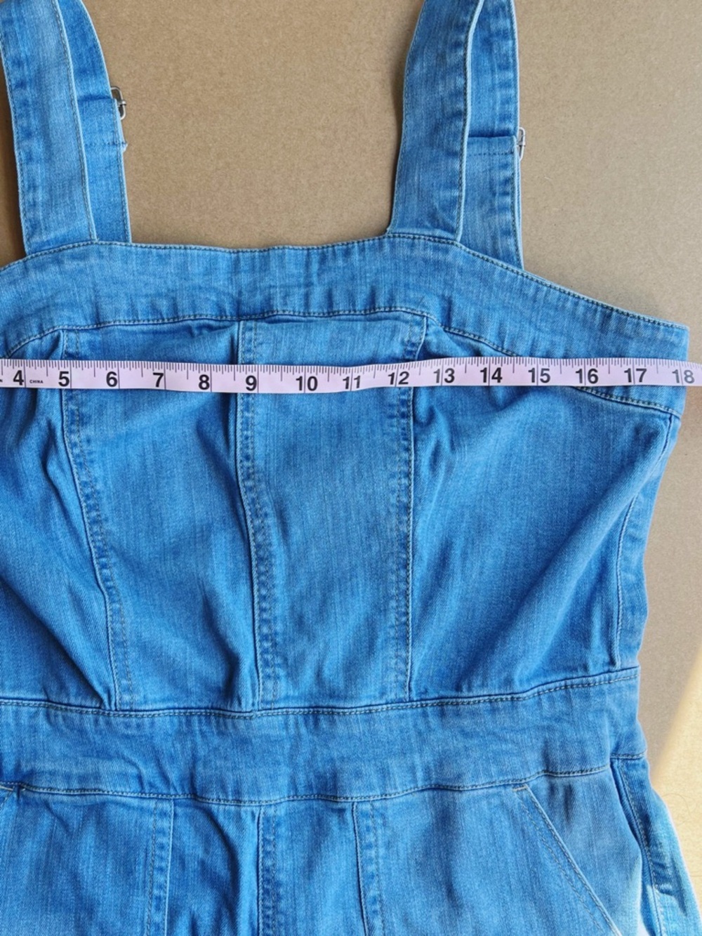 Dollhouse Denim Wide Leg Jumpsuit Light Wash Adjustable Straps Cropped Raw Hem L - Picture 5 of 10